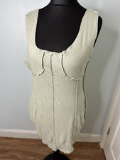 pretty little thing Green Brushed Rib Overlock Stitch Sleeveless Bodycon Size 14