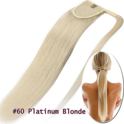 THICK 100% Remy Human Hair Ponytail Extensions Clip In Wrap Around Hairpiece 8A+