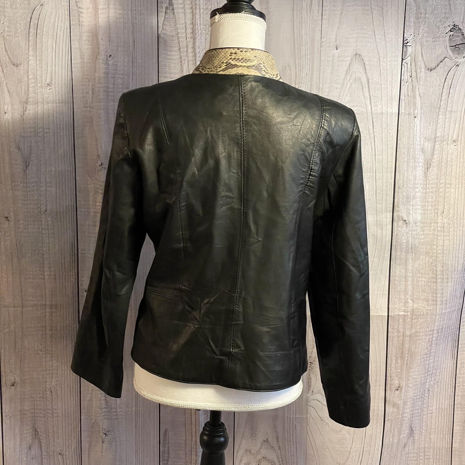 Image Leather Jacket, Medium, Black, Full Zip, Lo… - image 3