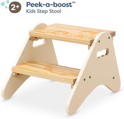 B. toys- spaces- Step Stool for Kids – Ivory & Wood Stepping - Picture 3 of 7