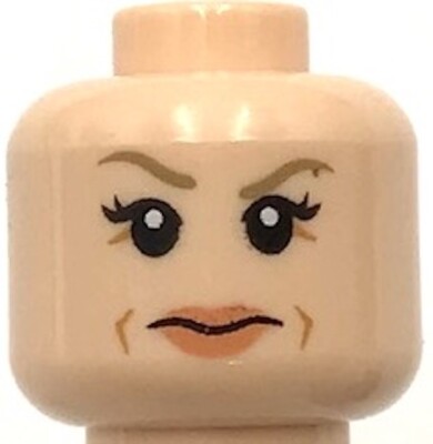Lego New Light Nougat Minifigure Head Dual Sided Female Smirk Laugh Lines Part