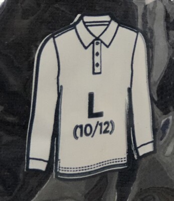 French Toast Navy Blue Uniform Long Sleeve Polo Shirt L 10/12  A4