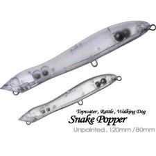20PCS 8cm/12cm Snake Popper Topwater Unpainted Bait Blank Fishing Lure model