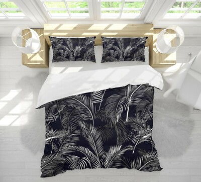 3D Black Leaf ZHUA876 Bed Pillowcases Quilt Duvet Cover Set Queen King Zoe