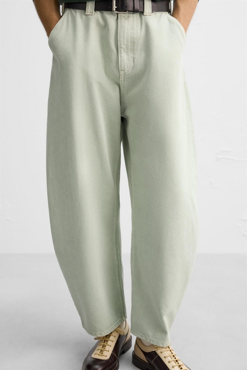 Zara x Harry Lambert Balloon Fit Denim Trousers Mint W 29 30 31 32