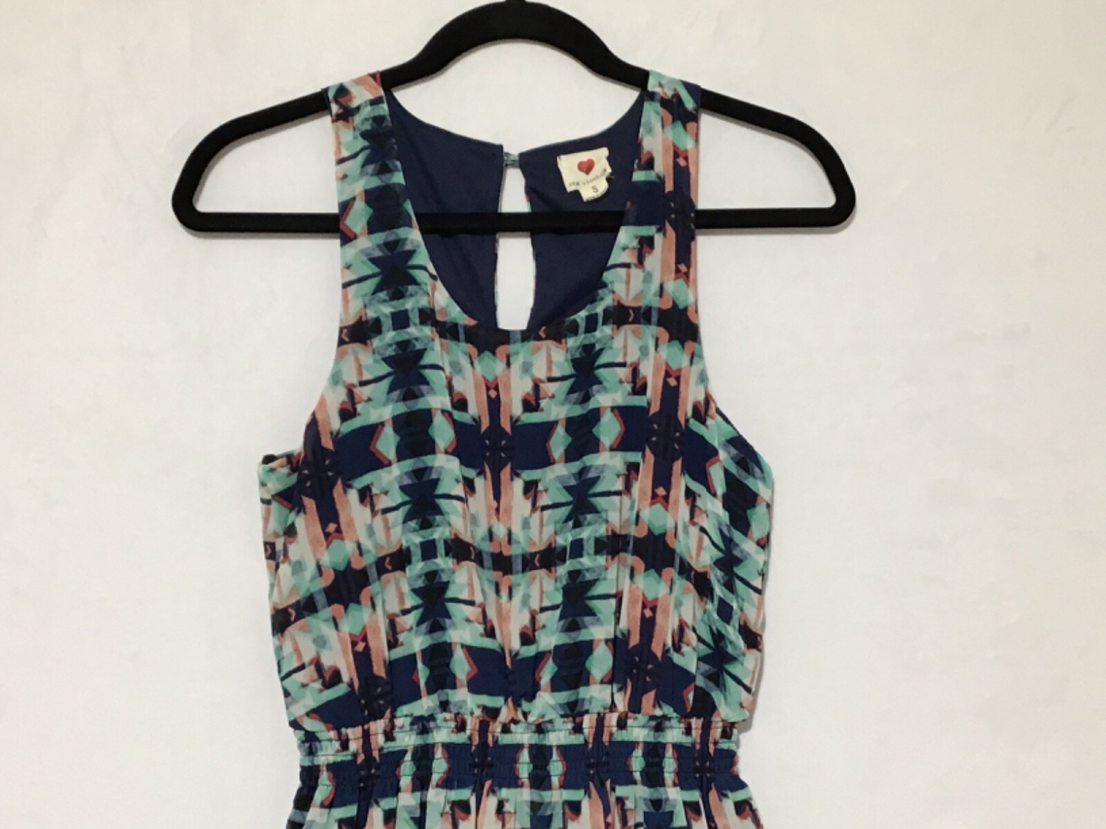 Maxi Dress One Clothing Size Small Blue Multicolor Geometric High Waist Beachy