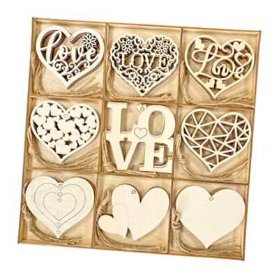 45 Pack Unfinished Wood Heart Shaped Cutouts for DIY Crafts, with Sorting 