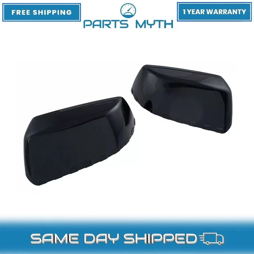 Mirror Cap Smooth Black Checkered Set Left & Right Side For 2015-2020 GMC Chevy