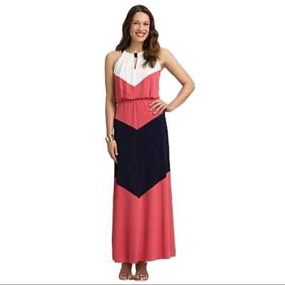 chinese dress ladies Halter Backless Colorblock Pleated Maxi Dress – CHICIDA main image 1