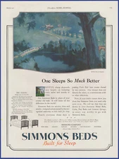 Vintage 1921 SIMMONS Twin Beds Mattresses Springs Bed Ephemera 1920's Print Ad