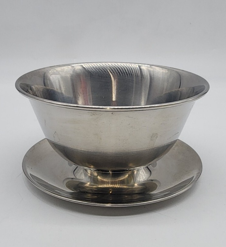 vintage stainless bowl デンマーク製 Selandia Denmark Stainless Steel MCM Bowl With Attached Plate | eBay