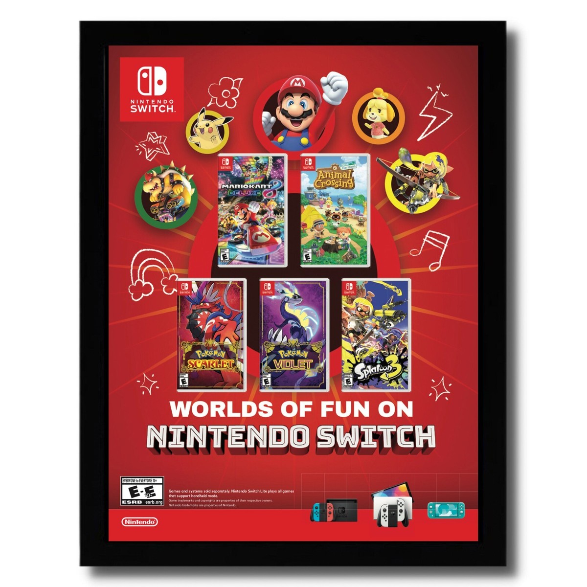 2023 Nintendo Switch Console/Games Framed Print Ad/Poster Pokemon