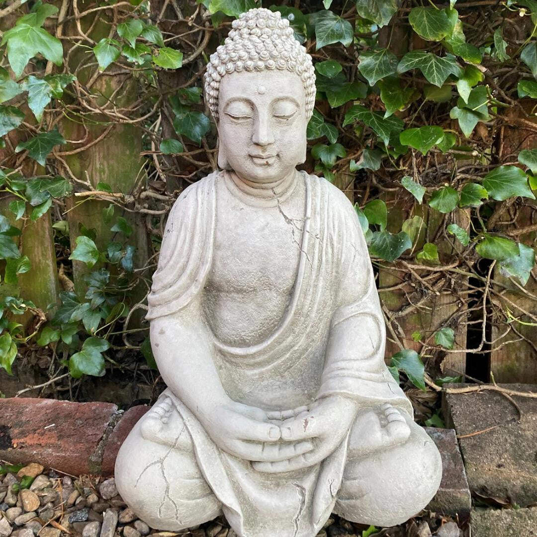 Medium Meditating Buddha Garden Statue Ornament Solid Stone UK Handmade 26kg