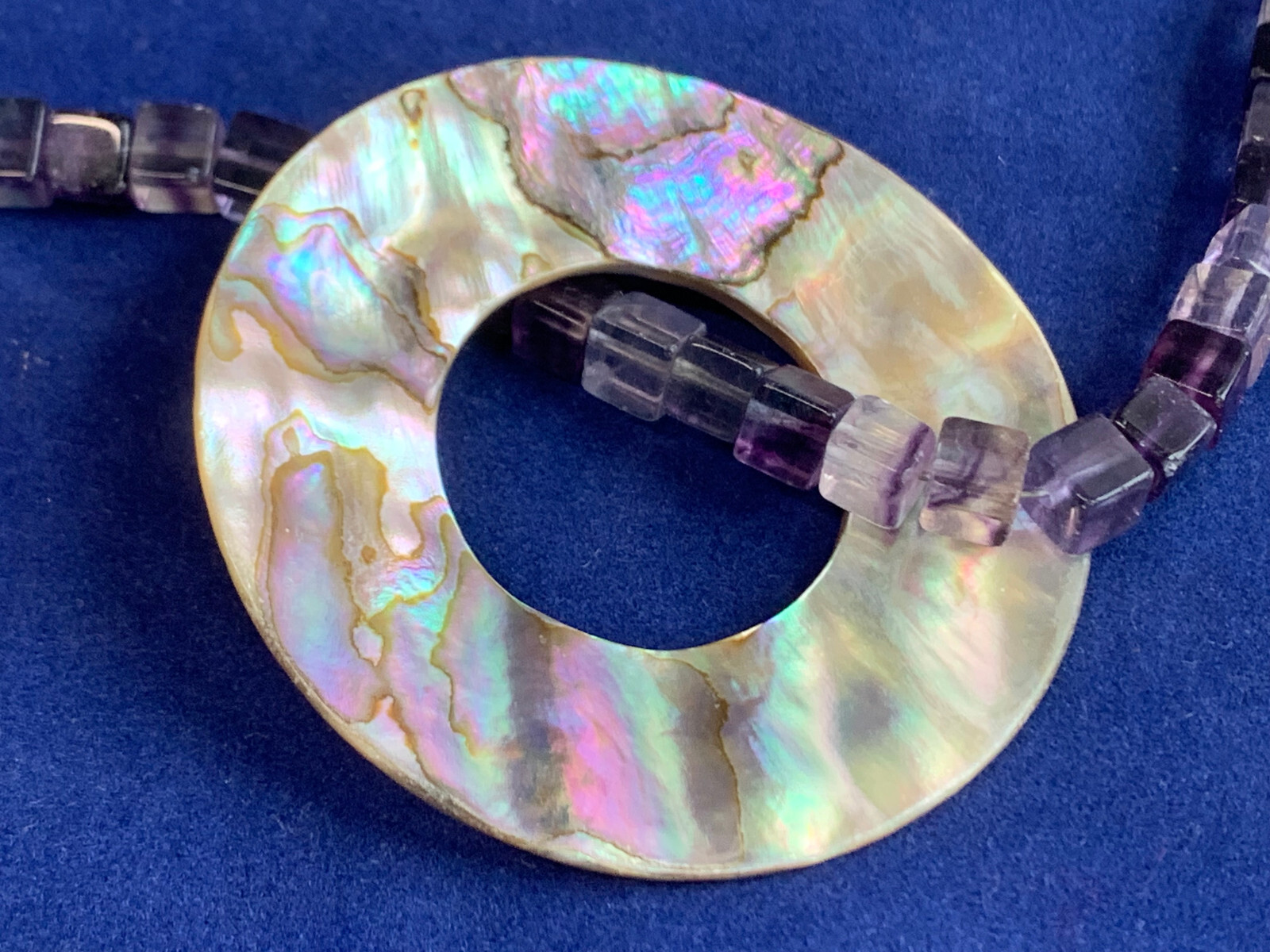 Sterling Silver Abalone Shell Amethyst Beaded Nec… - image 5