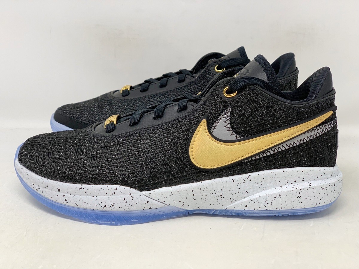 Nike Lebron XX 20 'Fab 5' Gold Black Sneakers, Size 7Y / 8.5
