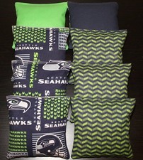 CORNHOLE BEAN BAGS made w Seattle SEAHAWKS Fabric 8 ACA Reg Toss Game Bags