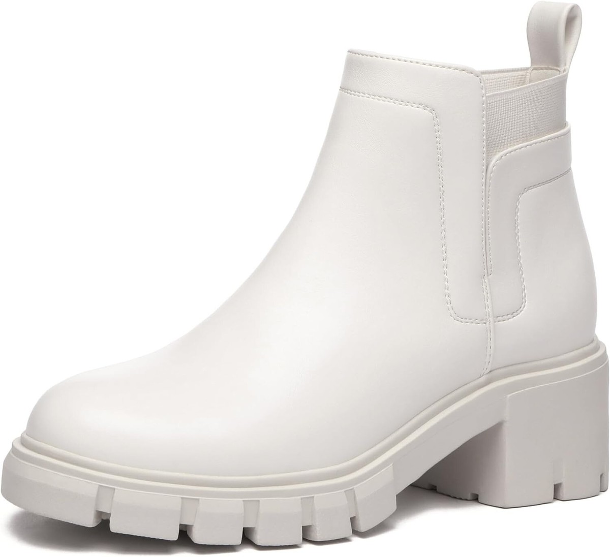 Athlefit Women's Chelsea Boots Lug Sole Platform Chunky Heel Ankle