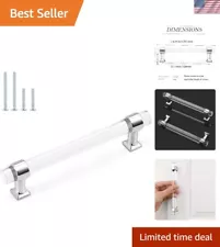 30 Pack 5 Inch Cabinet Pulls Polished Chrome Zinc Alloy with Clear Acrylic Ki...