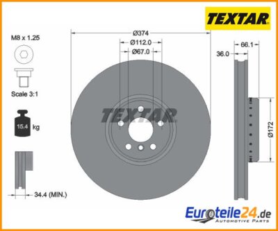 Bremsscheibe PRO+ TEXTAR 92290325 für BMW 6 Gran Turismo 7er