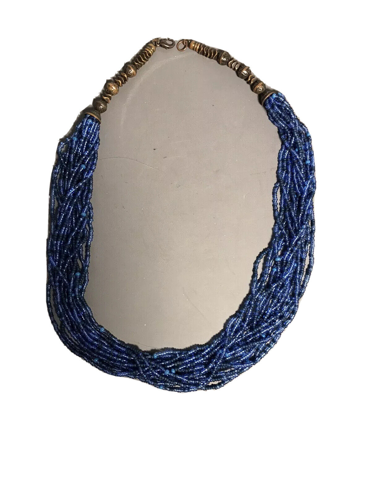 Multi Beaded Cobalt Blue Chocker Necklace 21" - image 1