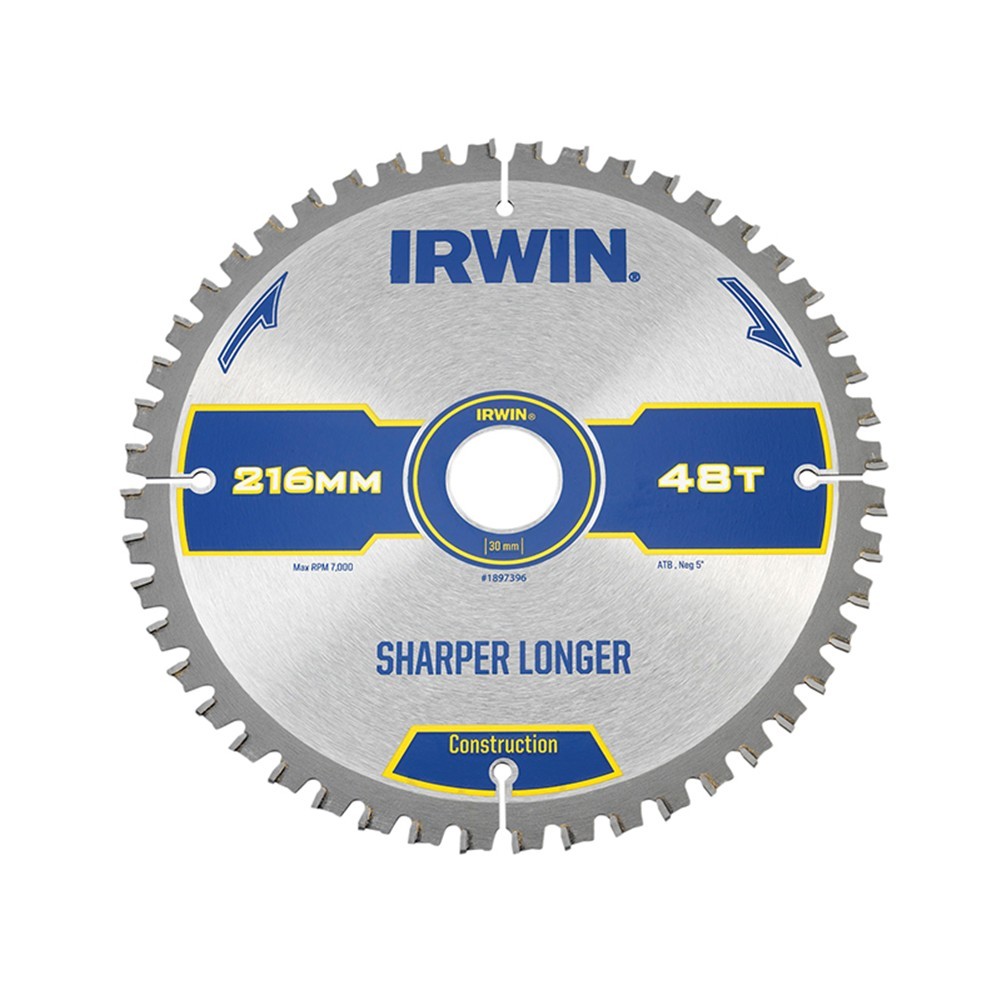 Irwin Construction Mitre Circular Saw Blade 216 X 30Mm X 48T Atb/Neg M - Grey - Image 7