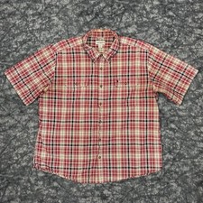 Carhartt Relaxed Fit Plaid Shirt Mens Size 2XL Short Sleeve Embroidered Logo