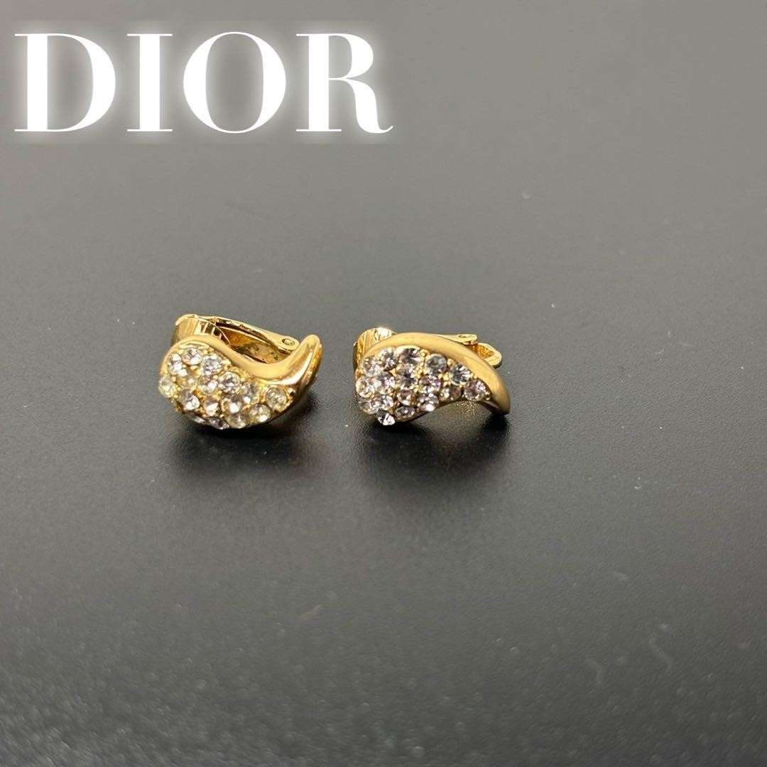 Dior Gold Rhinestone Earrings Elegant Luxury Jewelry-image