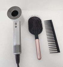 OEM Dyson Supersonic Hair Dryer Silver/White Fast Drying Brush Comb Set