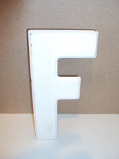Vintage Metal 7.5" Tall Marquee Letter F Chipped White Paint