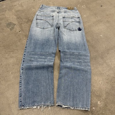 VINTAGE 00s JNCO JEANS CROWN EMBROIDERED BAGGY HIP HOP GRUNGE JEANS 32x31