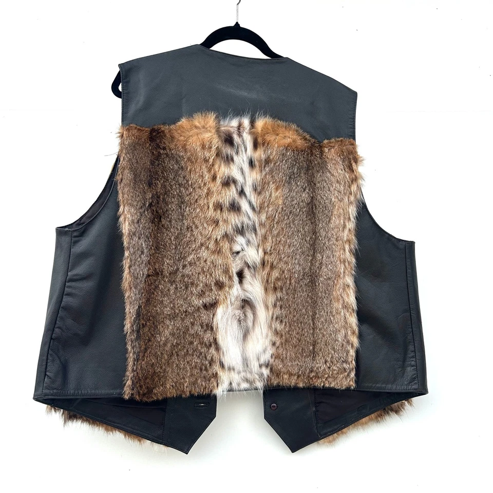 Saguaro West Men’s Leather Fur Biker Vest Plus Size 3XL Custom XXL - Image 4 of 4