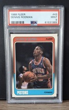 1988 Fleer Basketball Dennis Rodman Rookie Card #43 - Pistons - PSA MINT 9. rookie card picture