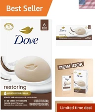 Nourishing 6 Pack Beauty Bar Soap with Coconut & Cocoa Butter - 3.75 oz Each