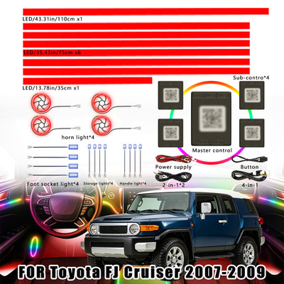 Car RGB Lights for Toyota FJ Cruiser 2007-2009 Atmosphere Lamp Interior Kit