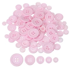 100 Pcs Resin Round Buttons, 4 Holes Sewing Snaps, Light Pink (Assorted Size)