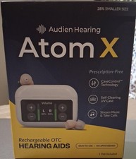 Audien Atom X Hearing Aids Wireless Rechargeable OTC Device w/ Touchscreen Case
