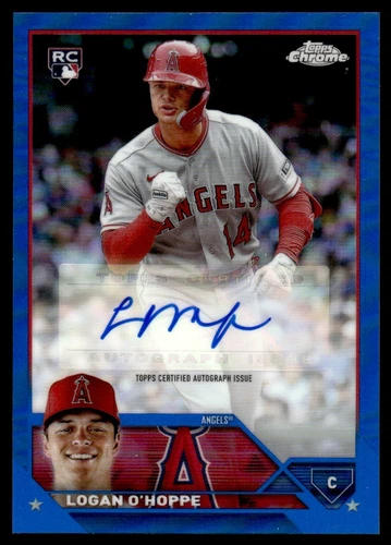 2023 Topps Chrome Update Autographs Blue Refractors Logan O'Hoppe RC Auto /150