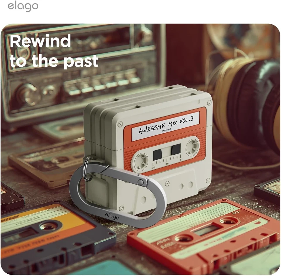 Чехол для кассетной ленты elago совместимый с AirPods Pro 3 — карабин бежевый  - Изображение 3 из 4