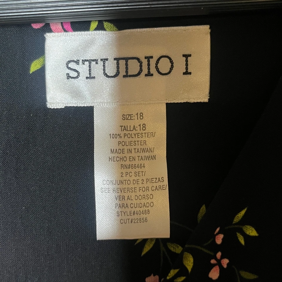 Vestido Vintage Studio I Negro Rosa Floral Oscuro Cabricho Cottagecore Años 90 Talla 18 Foto 3 de 4