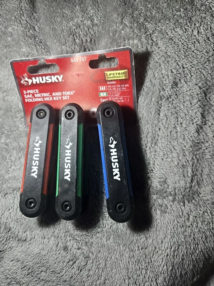 Husky 547 747 SAE Metric & Torx Folding Hex Key Set 3-Piece 545747 Brand New !! - Image 2 of 3