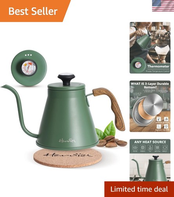 #ad Versatile Gooseneck Coffee Kettle 1 Quart with Ergonomic Handle and Thermometer $81.99