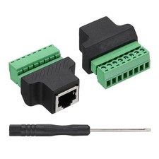 2 Pcs RJ45 Female Plug to 8 Pin Screw Terminal Connector Adapter Black