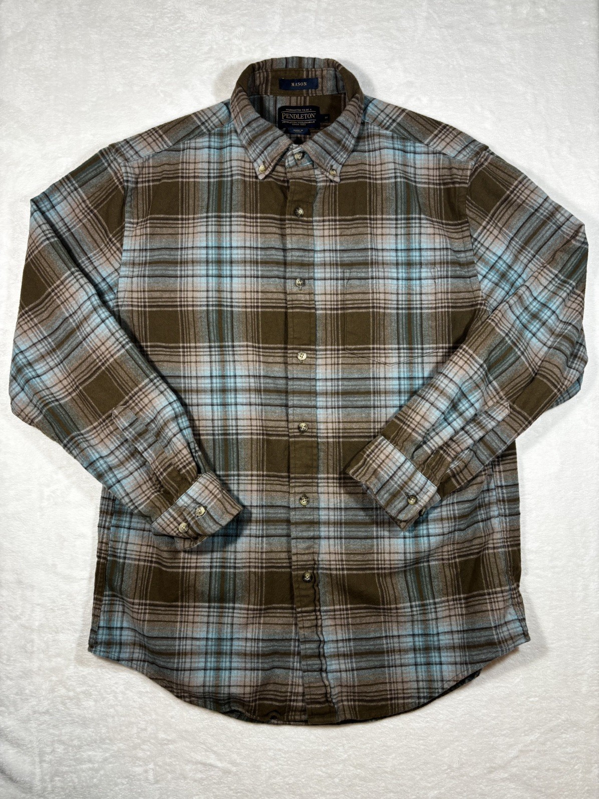 Pendleton Mason Size Medium Plaid Button Up Longs… - image 1
