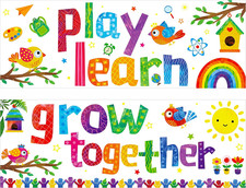 Classroom Banner Posters 2 Pack Colorful Motivational Bulletin Board Decor