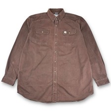 Vintage Carhartt S09 DKB Oakman Heavyweight Shirt, Choc Brown, XLT (JKT739)