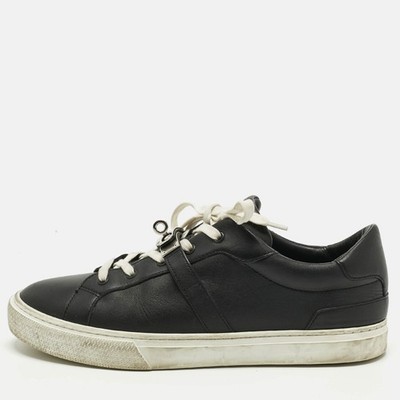 Hermes Black Leather Day Lace Up Sneakers Size 43