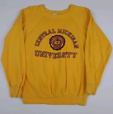 Vintage 80s Champion Central Michigan University Felt Print Sweatshirt USA Made