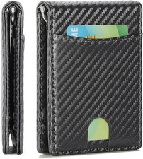 Wallet for Men Leather Slim Bifold Card Holder RFID Blocking Minimalist Front Po