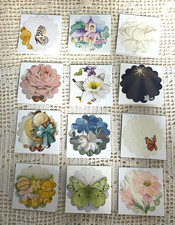 Set of 12 Handmade Pretty Floral 2x2 Mini Note Cards Gift Enclosure E