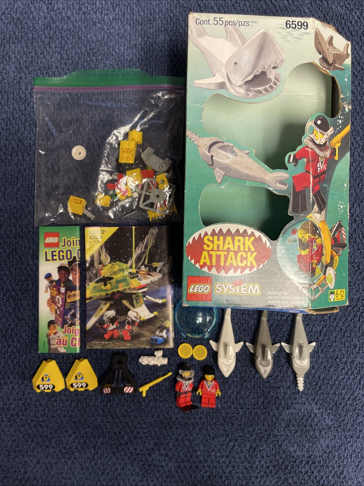 LEGO Town Divers 6599 Shark Attack 100% Complete W/Box & Catalogs Good Shape